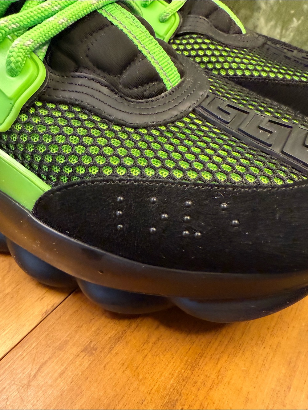 Versace Chain Reaction 'Black Green' Sneakers Men 12 COA Available - Picture 7 of 16